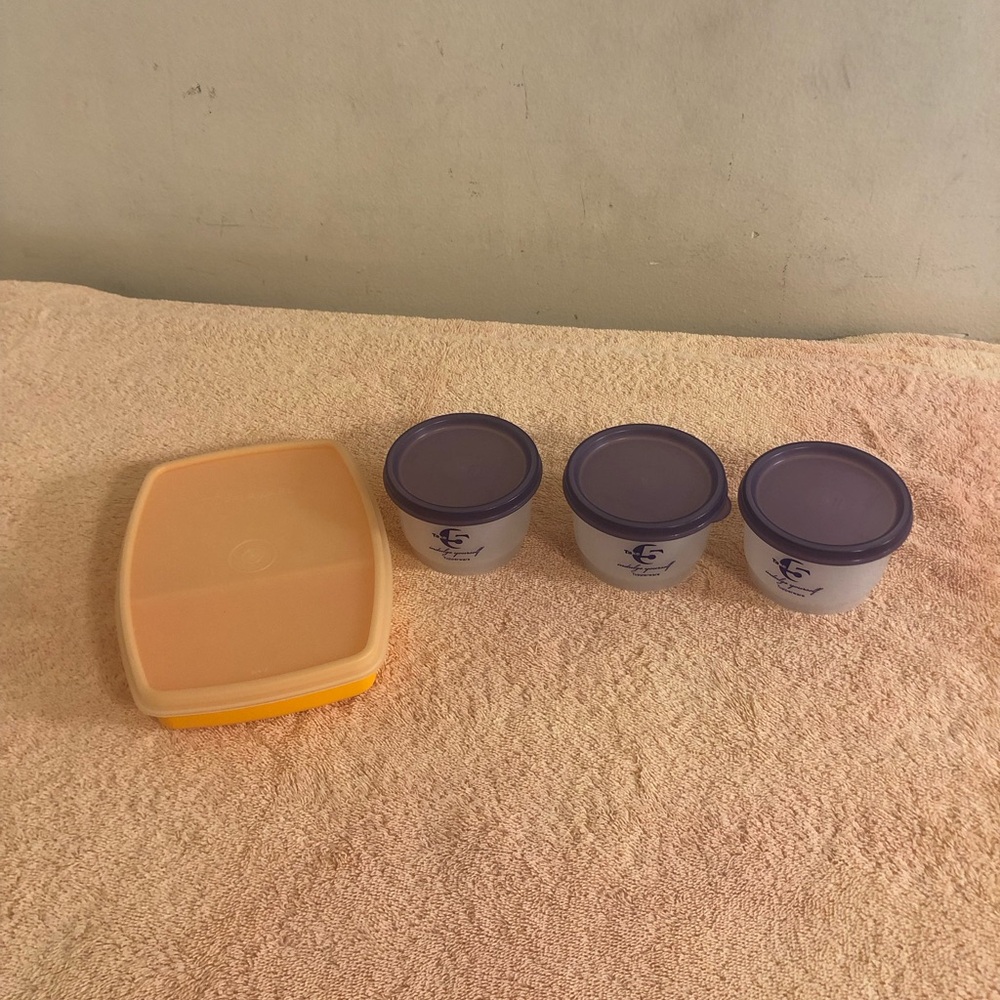 Lot of 4 Tupperware Snack Size Containers With Lids Plus Small Container